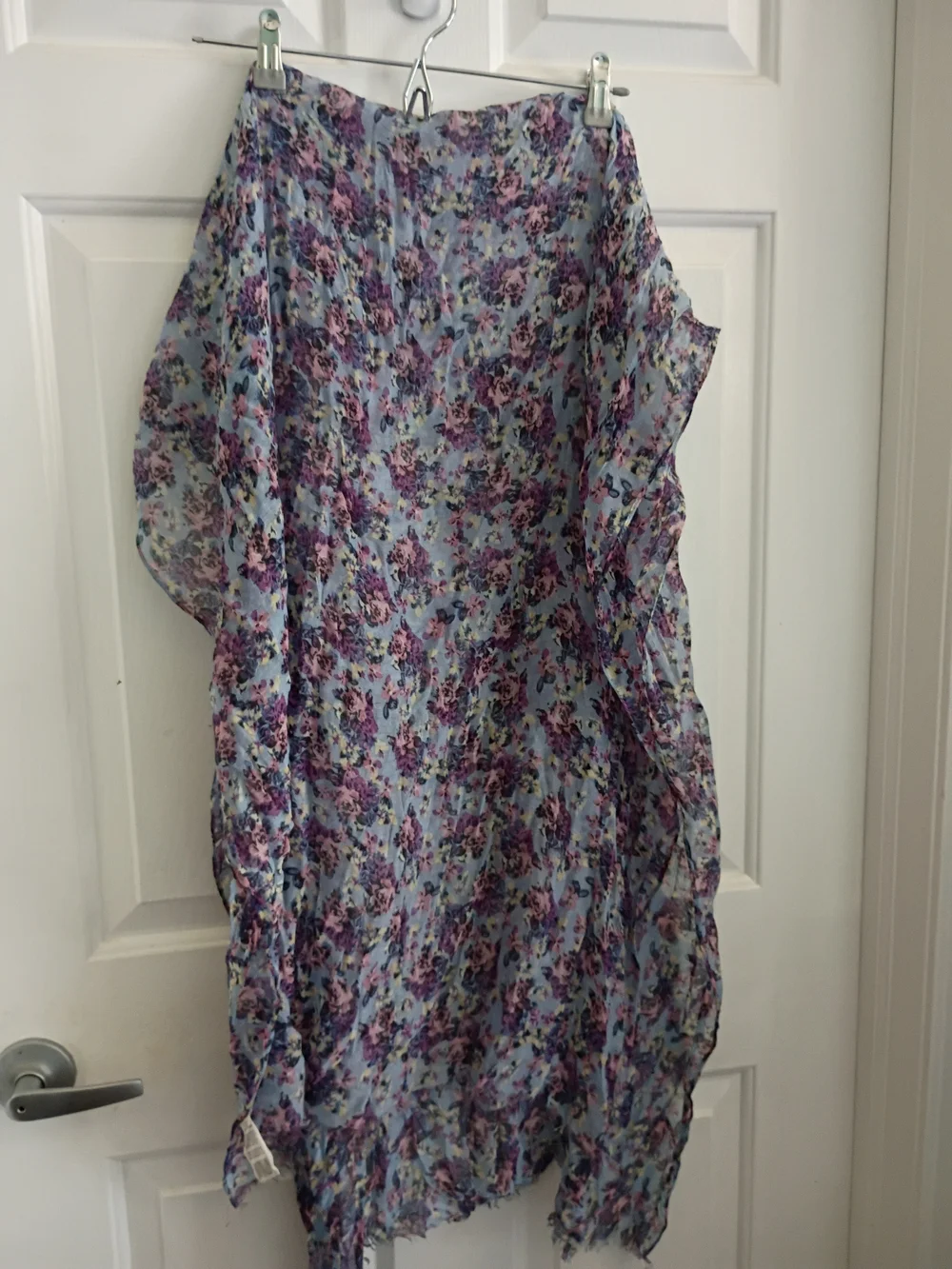 Light Blue Floral Ruffle  Scarf